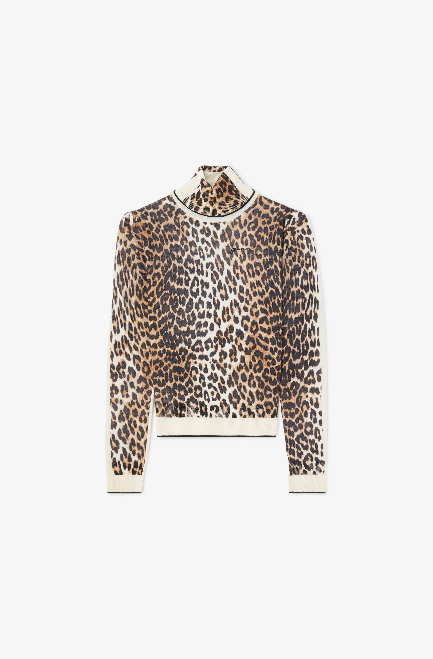 Ganni Printed Merino Turtleneck trui