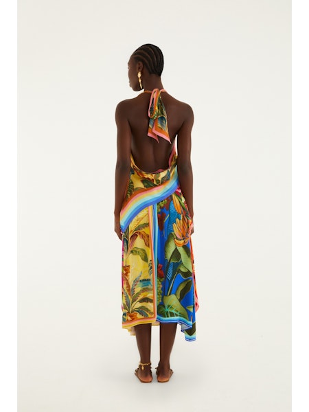 Farm Rio Rainbow summer mixed scarf midi rok