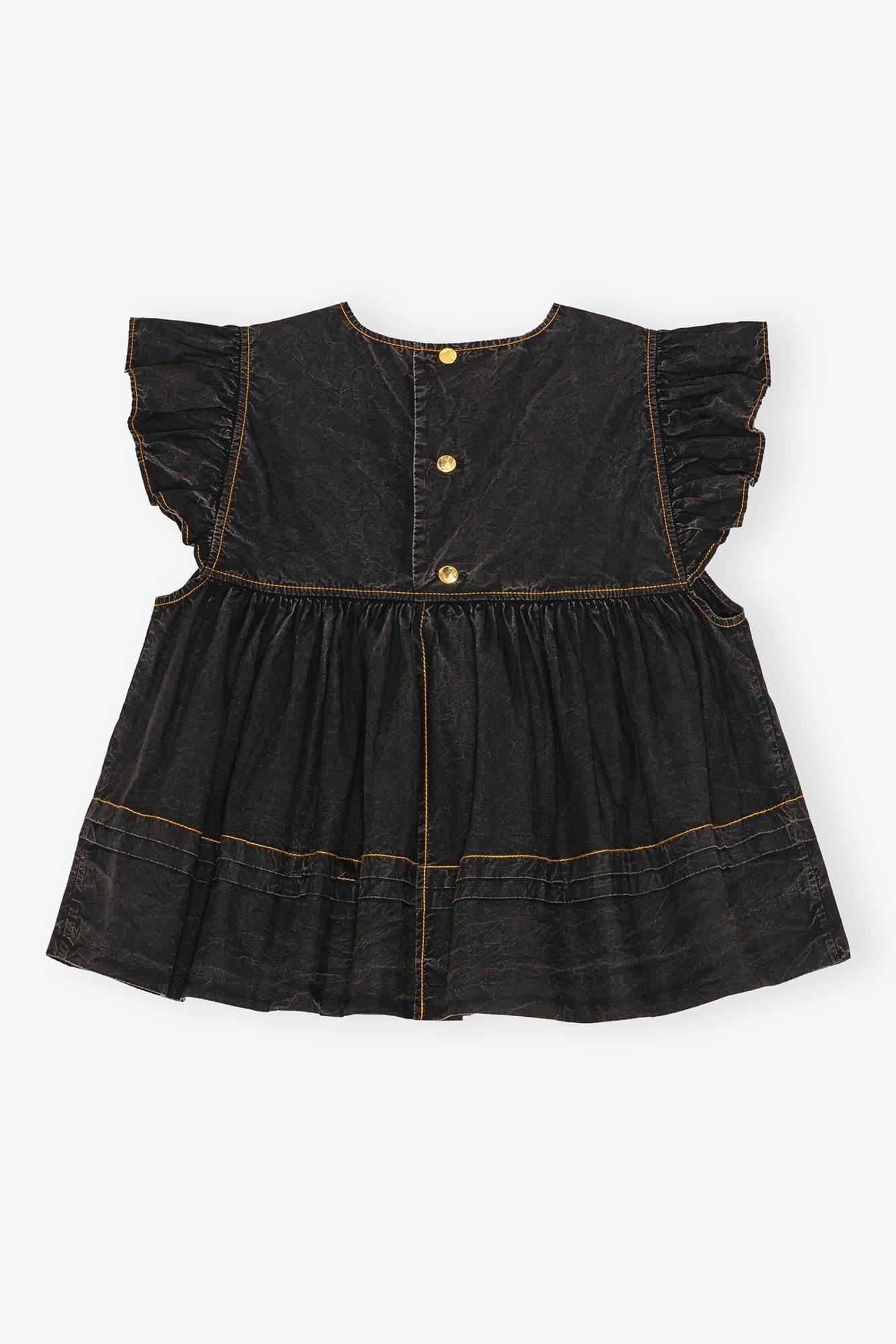 Ganni Garment dyed cotton frill sleeve top