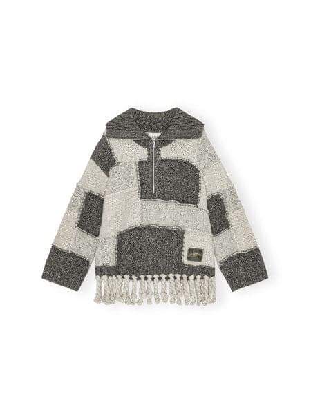 Ganni Oversized wool cotton bubble trui