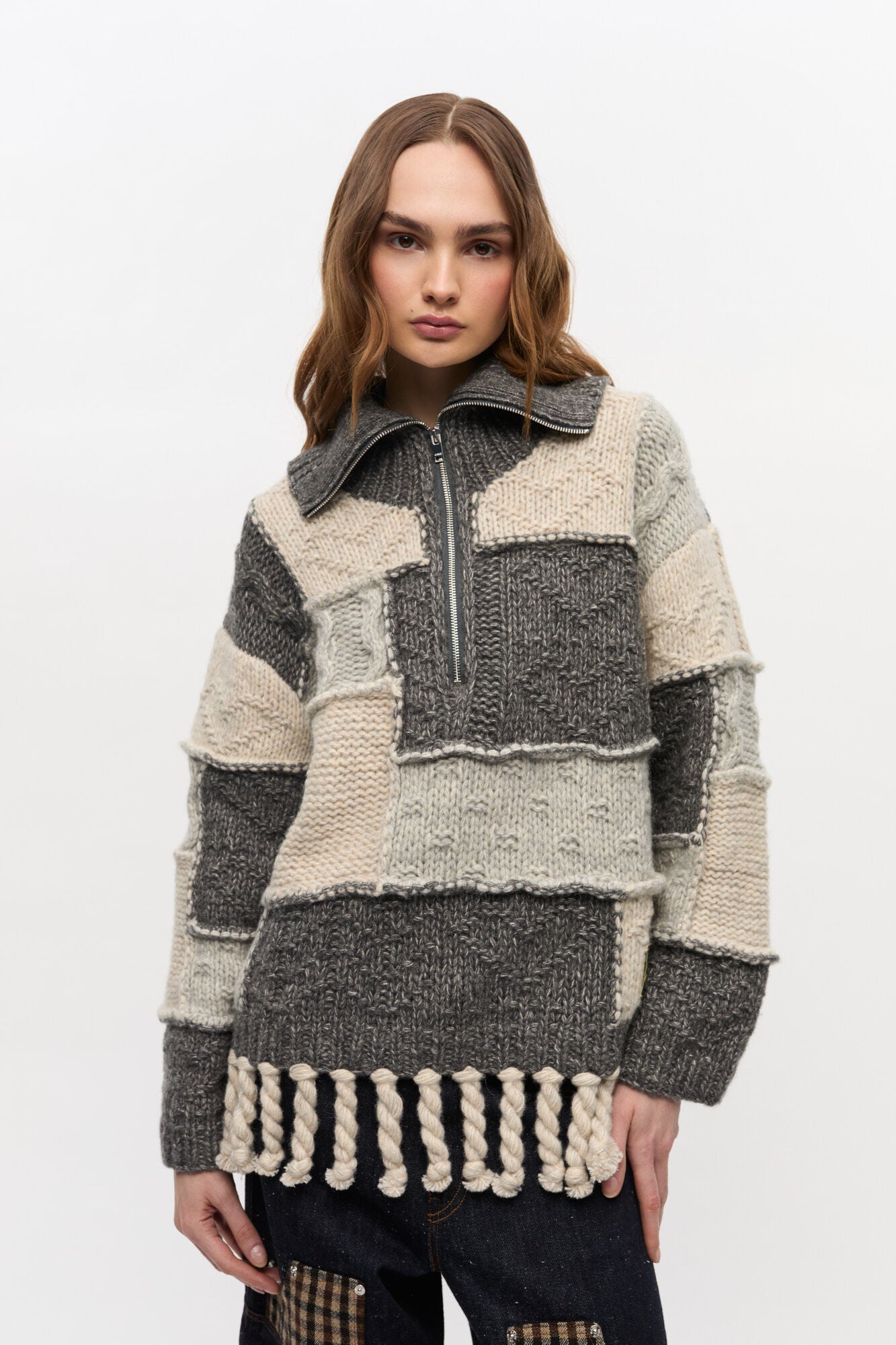 Ganni Oversized wool cotton bubble trui