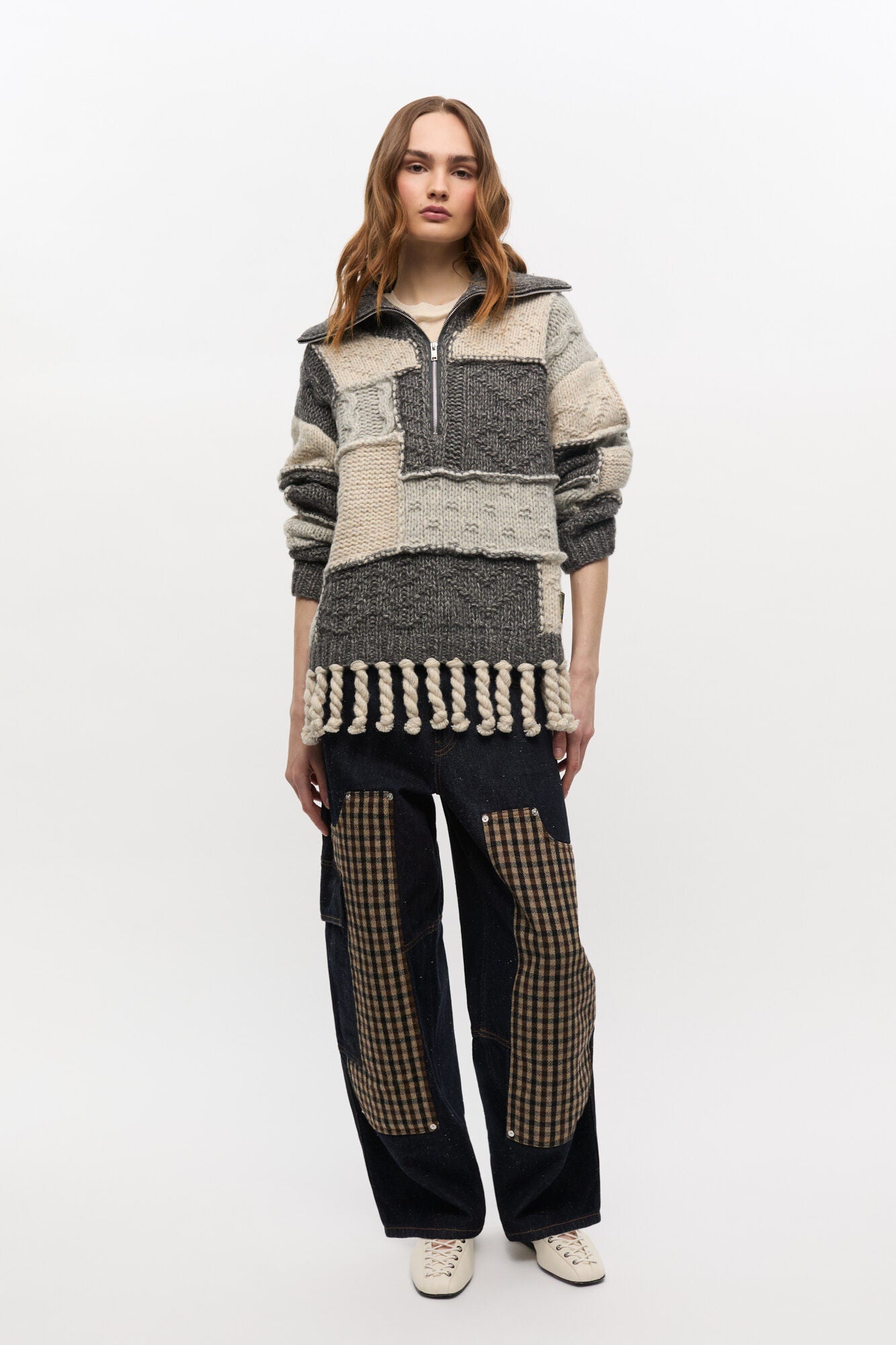 Ganni Oversized wool cotton bubble trui