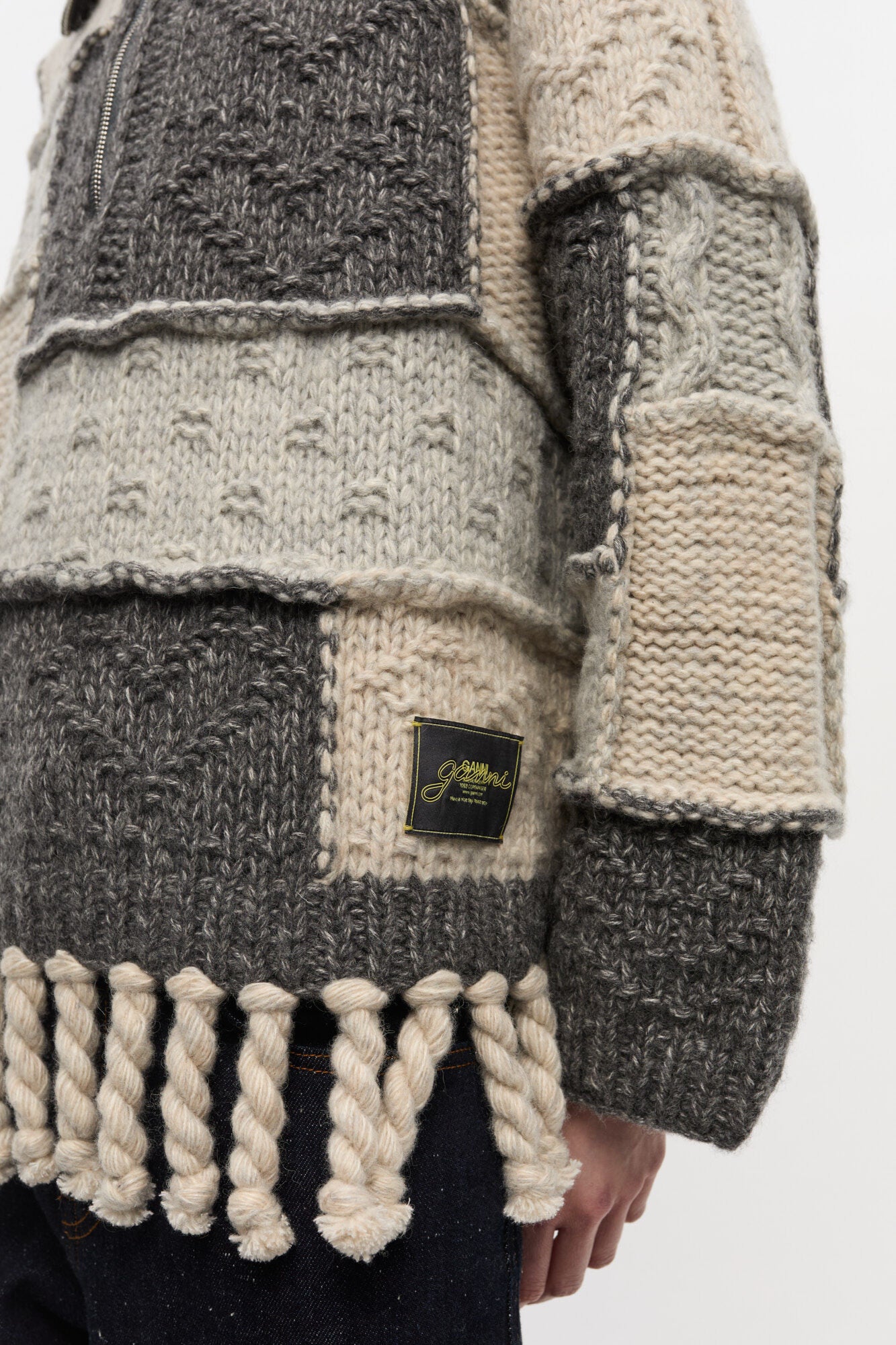 Ganni Oversized wool cotton bubble trui