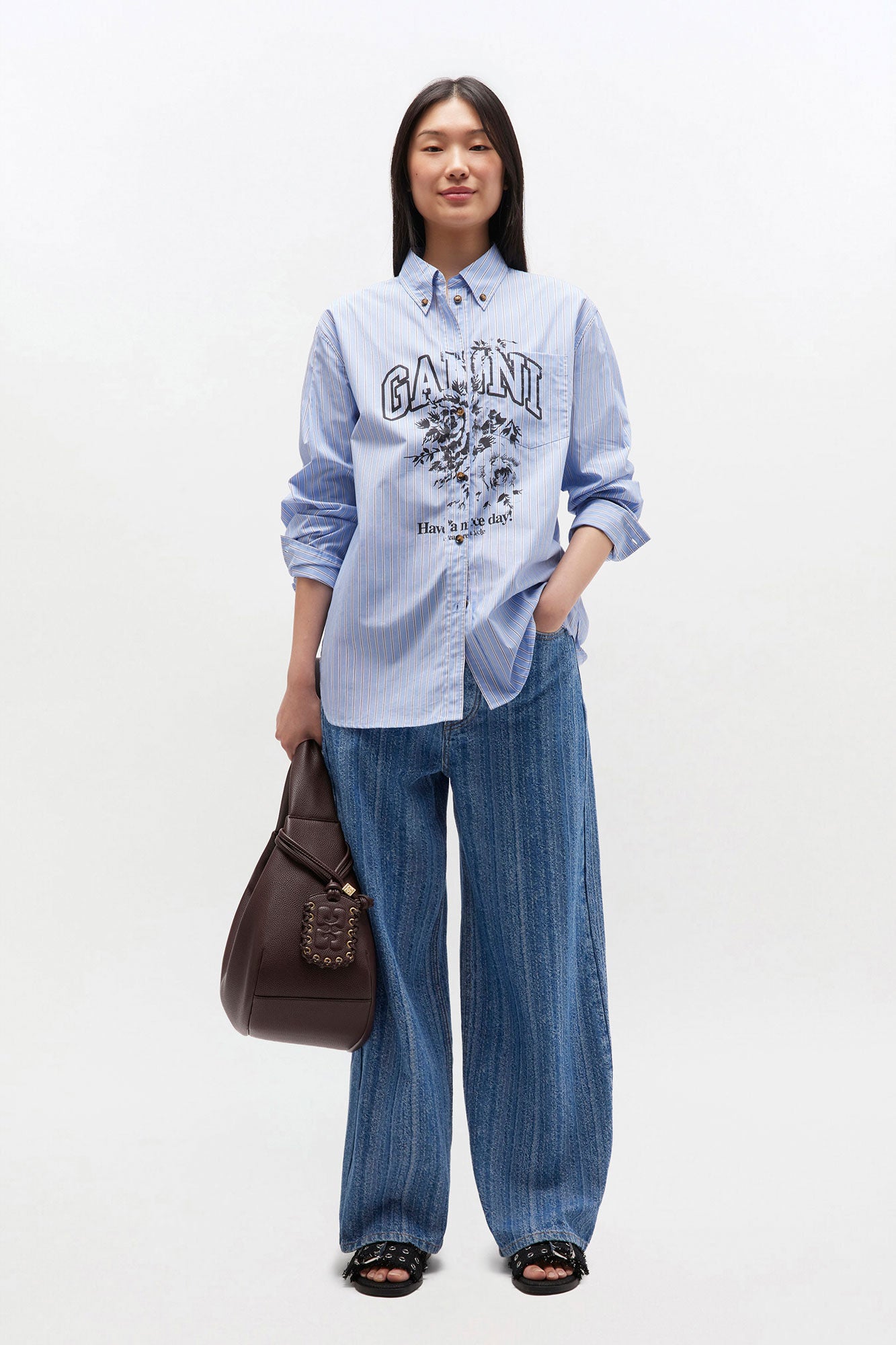 Ganni Logo Oversized blouse