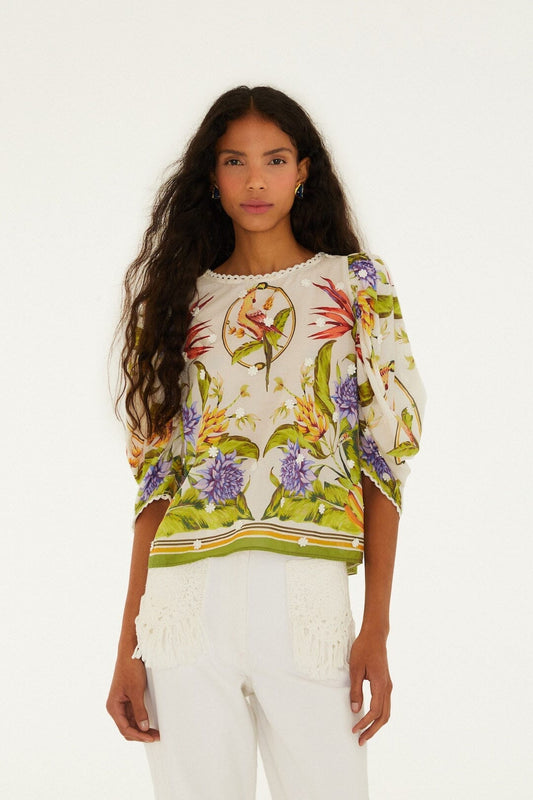 Farm Rio Tropical Scarf Sand blouse