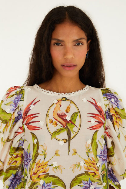 Farm Rio Tropical Scarf Sand blouse
