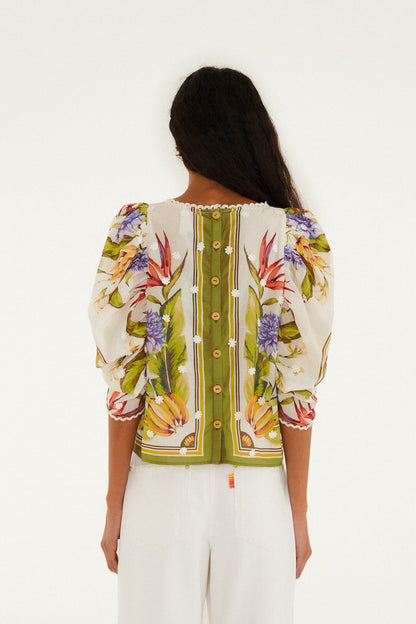 Farm Rio Tropical Scarf Sand blouse
