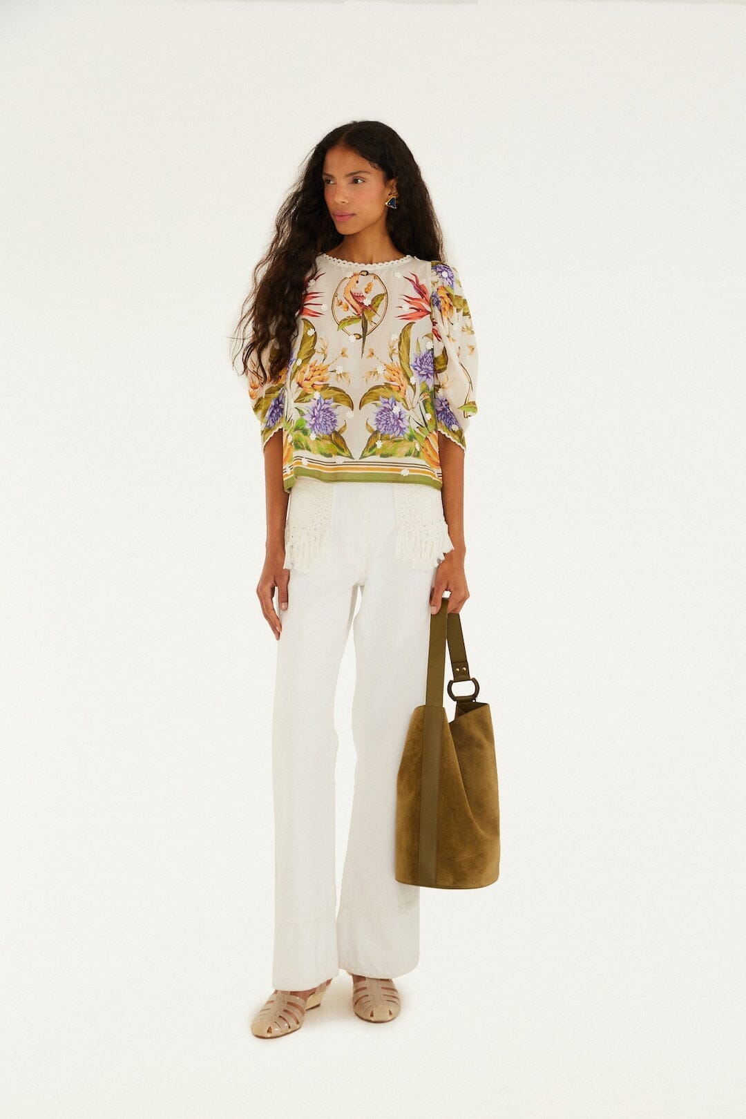Farm Rio Tropical Scarf Sand blouse