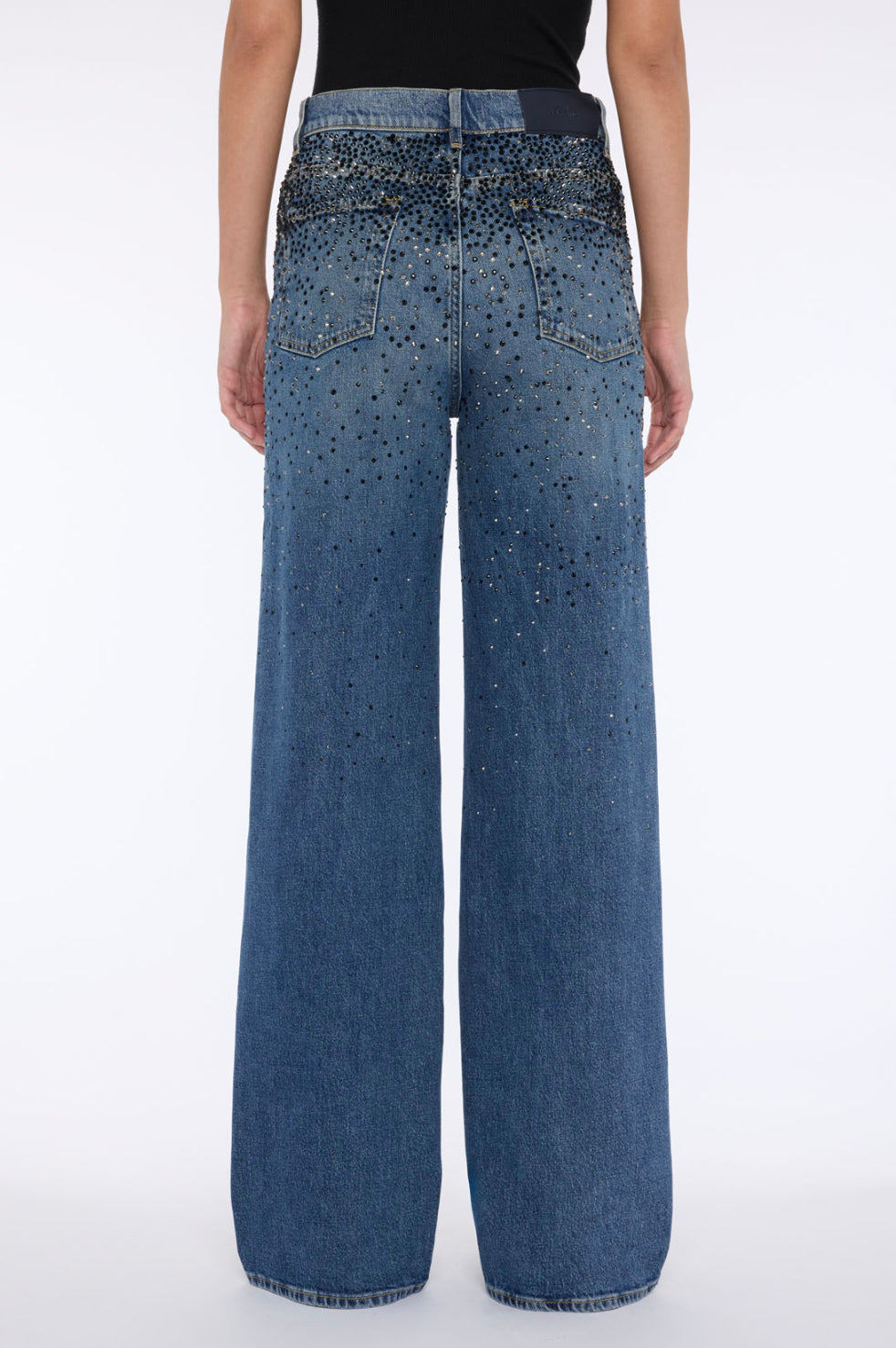 7 For All Mankind Low slung wide leg crystal jeans