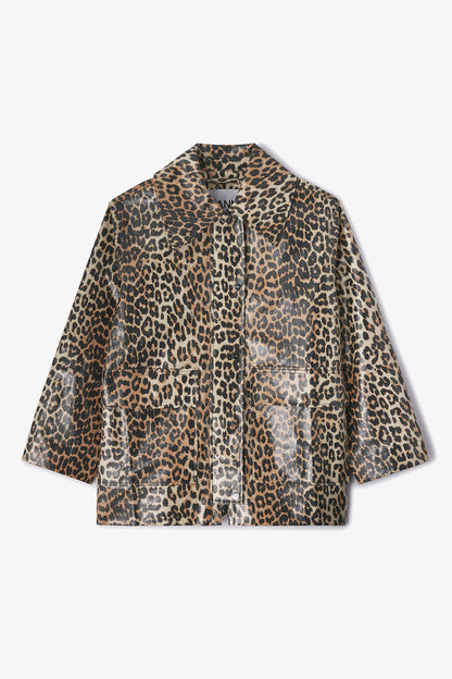 Ganni Leopard Coated Canvas jas