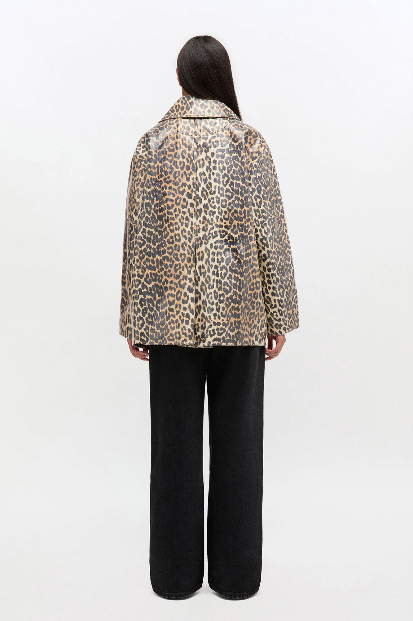Ganni Leopard Coated Canvas jas