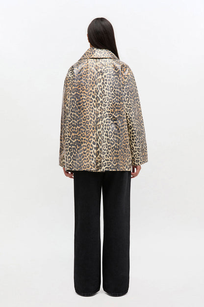 Ganni Leopard Coated Canvas jas