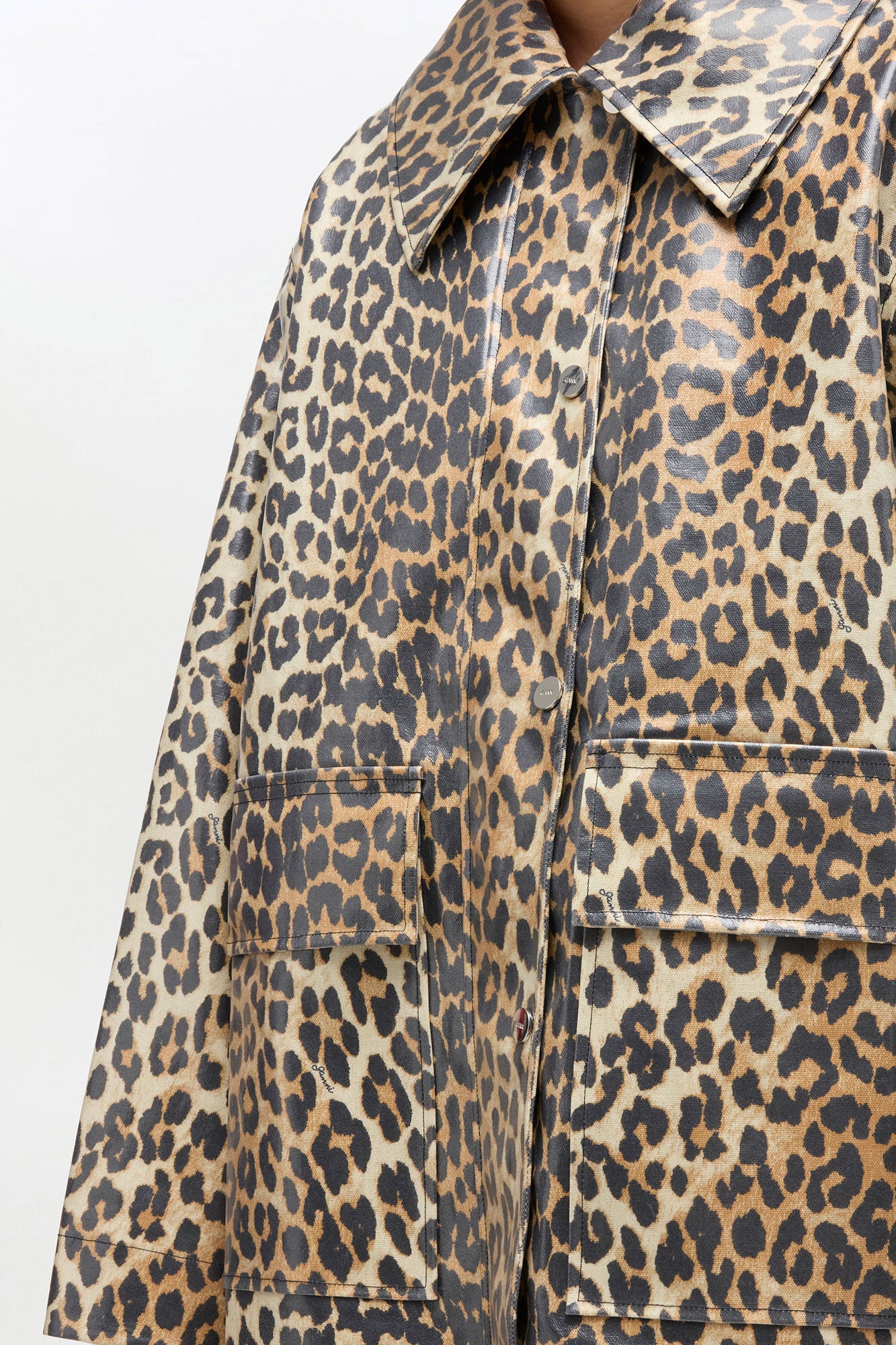 Ganni Leopard Coated Canvas jas