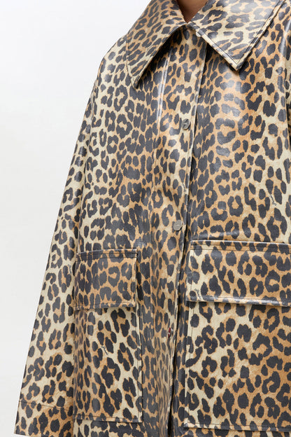 Ganni Leopard Coated Canvas jas