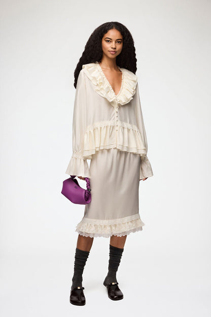 Ganni Habotai blouse
