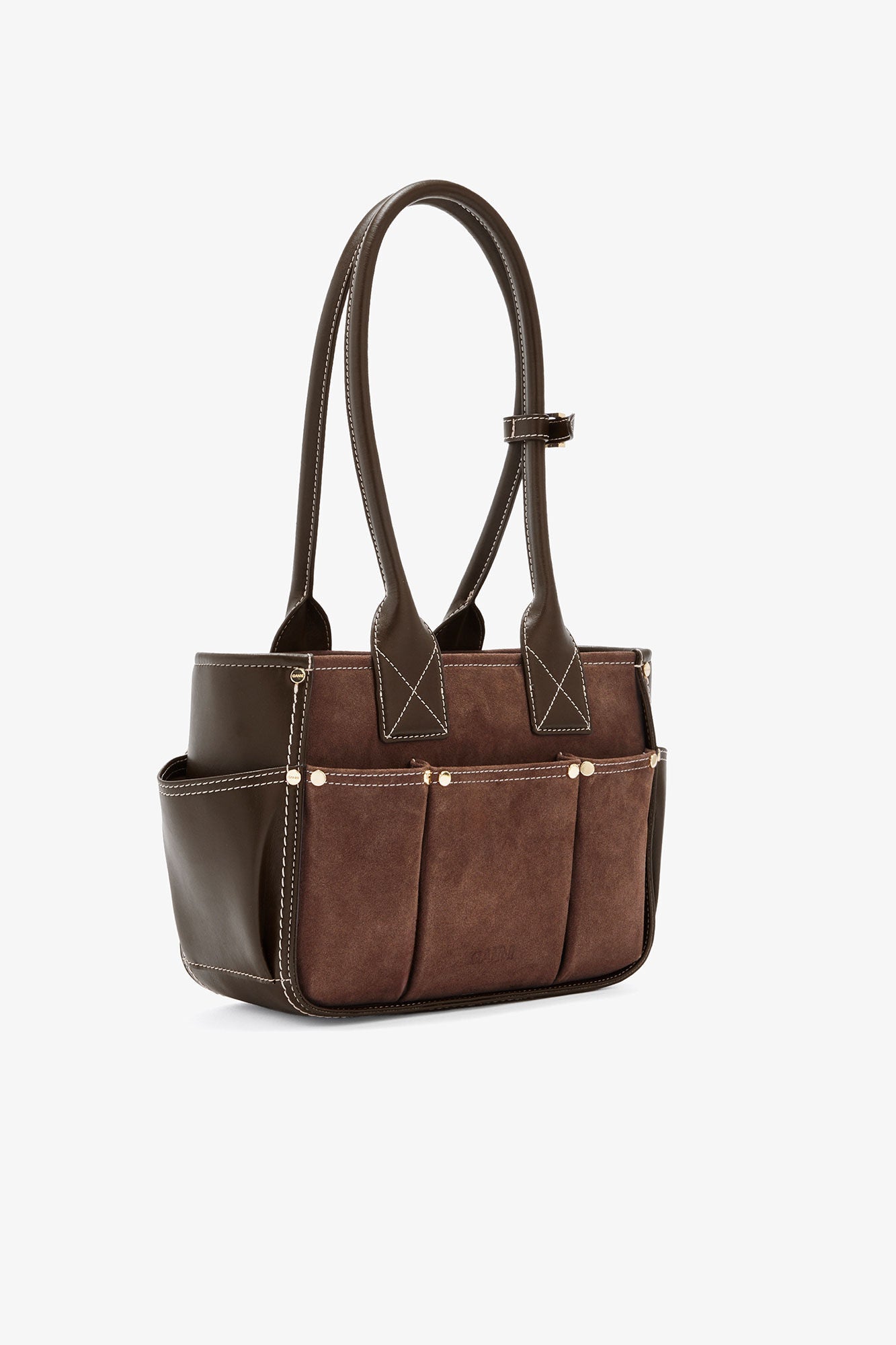 Ganni Posy small recycled suede chicory tas