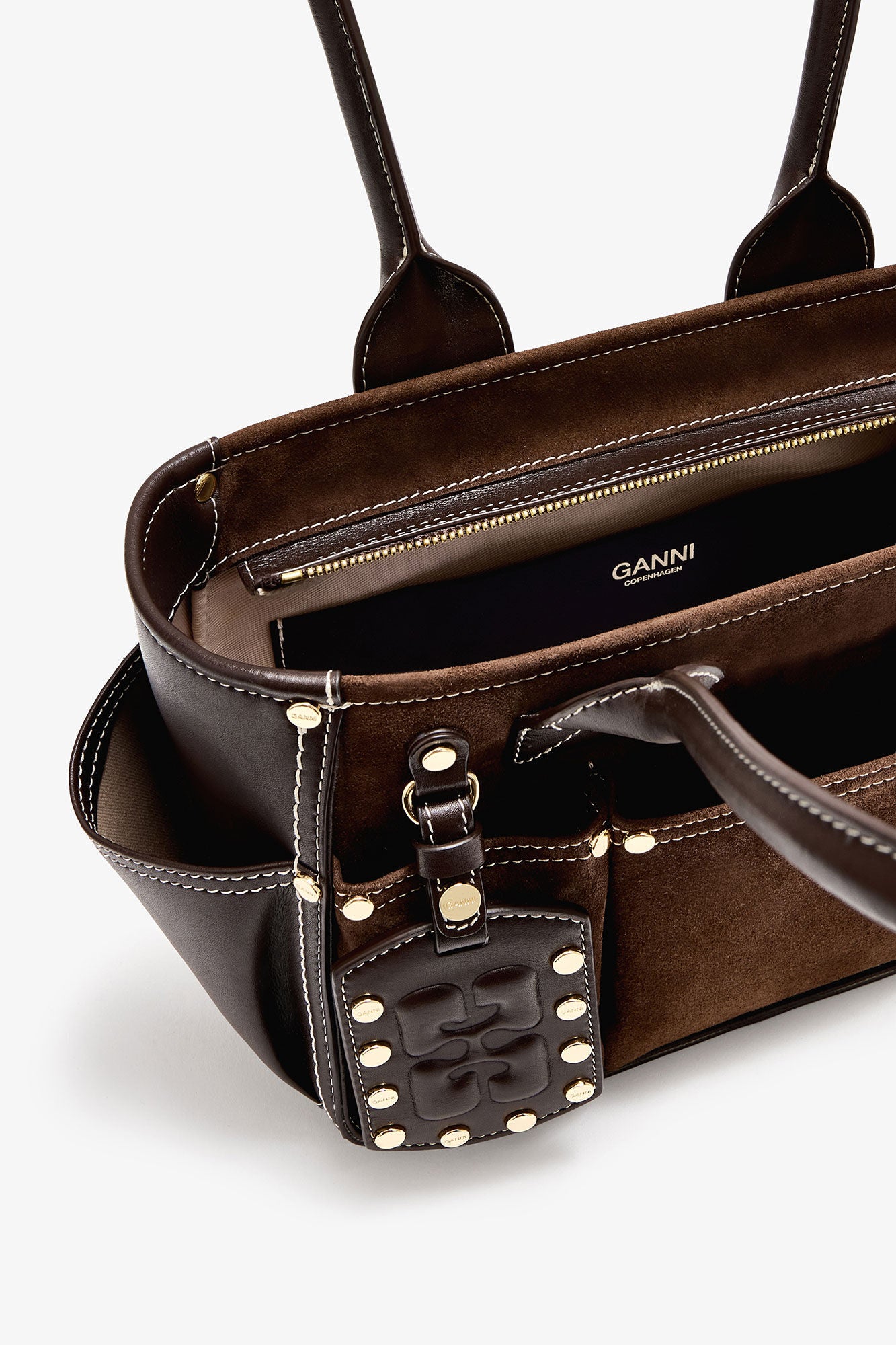 Ganni Posy small recycled suede chicory tas