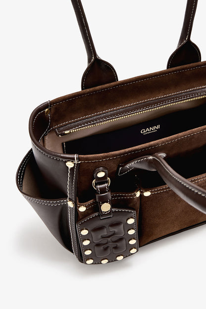 Ganni Posy small recycled suede chicory tas