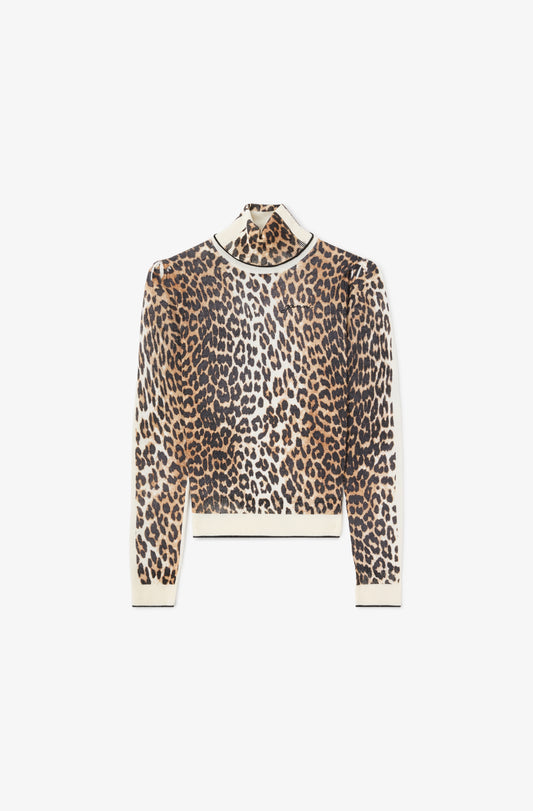 Ganni Printed Merino Turtleneck trui