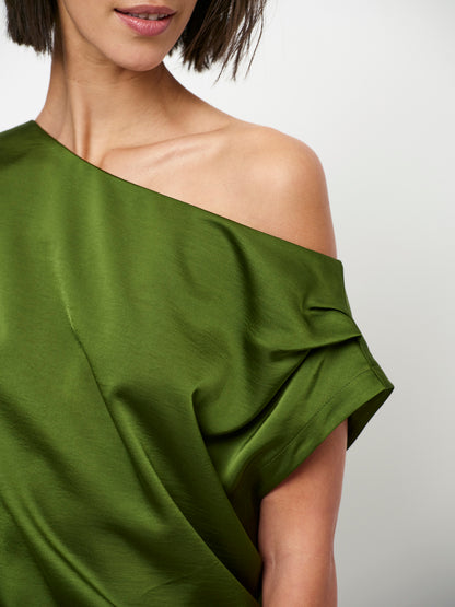 Dante6 Epic off shoulder satin maxi jurk