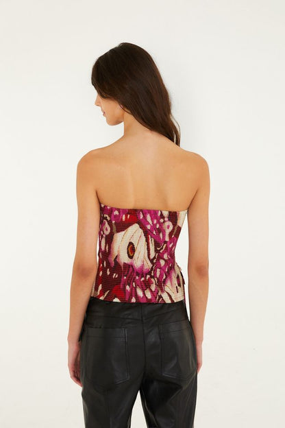 Farm Rio Borbofly smocked strapless top