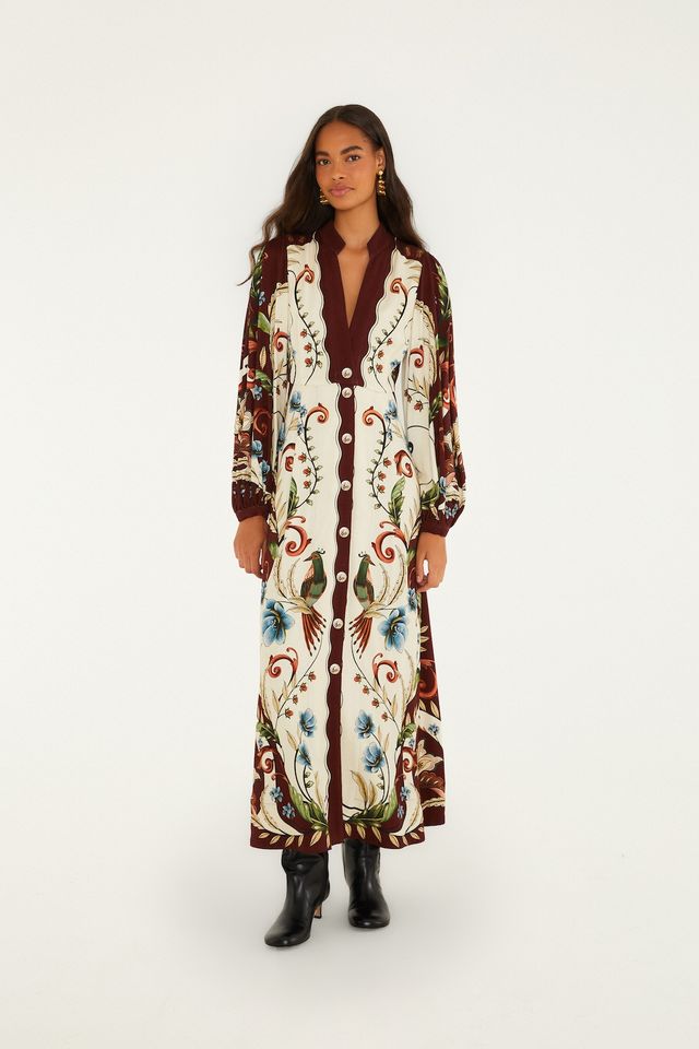 Farm Rio Millena winter white maxi jurk