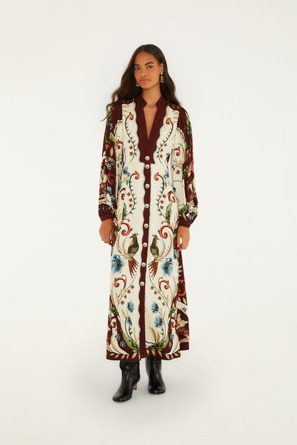 Farm Rio Millena winter white maxi jurk
