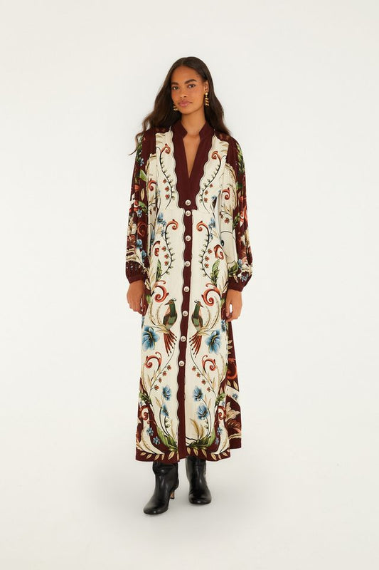 Farm Rio Millena winter white maxi jurk
