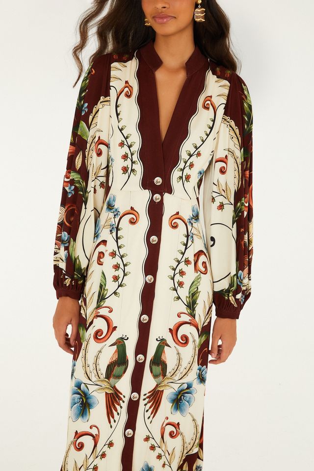 Farm Rio Millena winter white maxi jurk