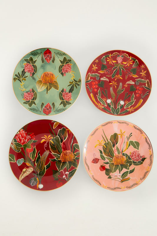 Farm Rio Set of 4 painted farm dinner plates