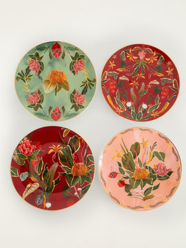Farm Rio Set of 4 painted farm dinner plates