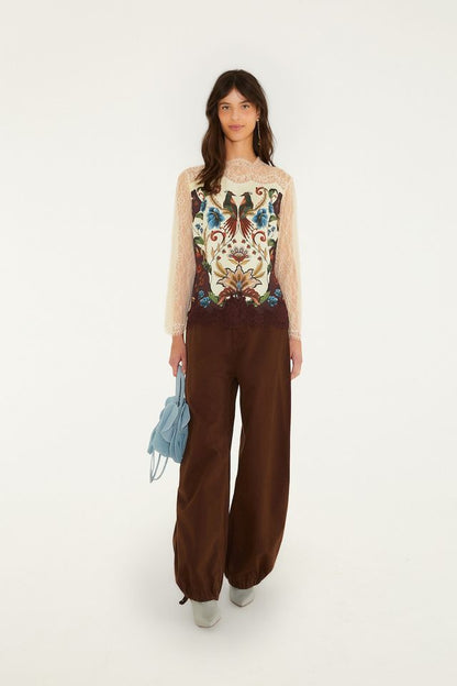 Farm Rio Millena winter white longsleeve blouse