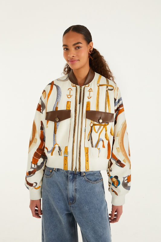 Farm Rio Equestrian scarf bomber jas