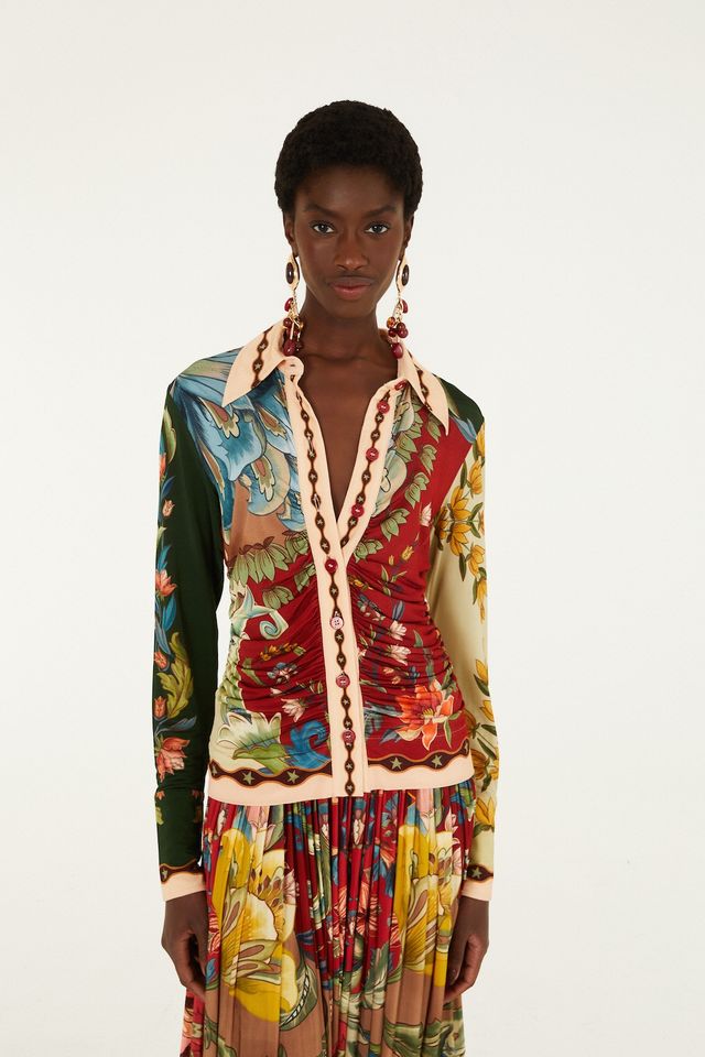 Farm Rio Lunar boho jersey blouse