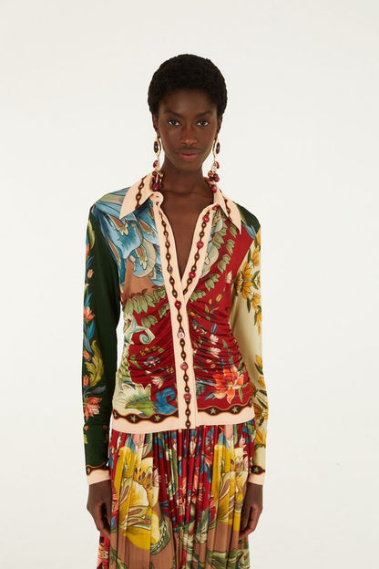 Farm Rio Lunar boho jersey blouse