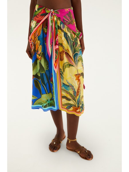 Farm Rio Rainbow summer mixed scarf midi rok