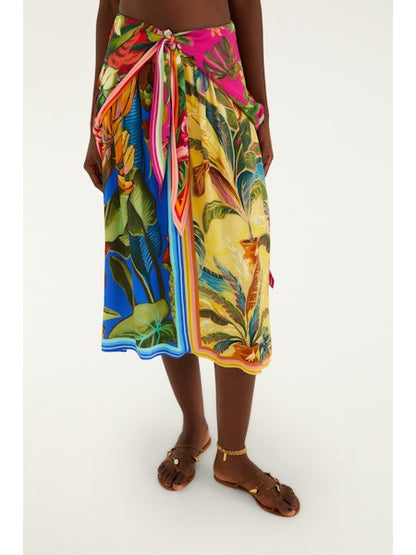 Farm Rio Rainbow summer mixed scarf midi rok