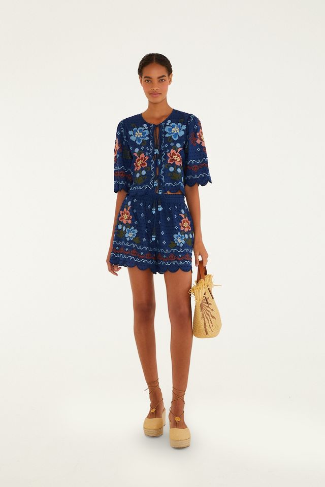 Farm Rio Stitched Garden shorts
