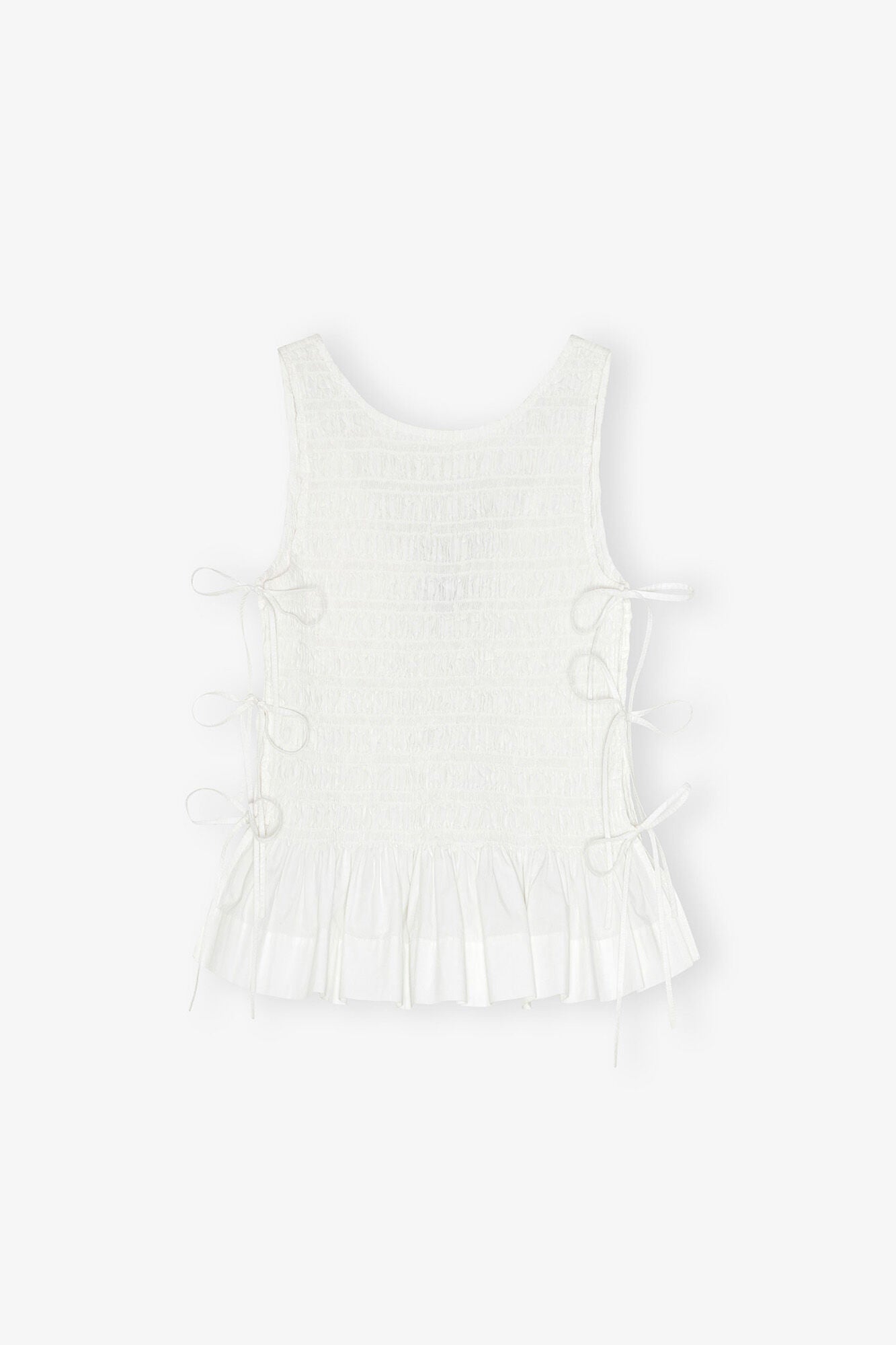 Ganni Poplin smocked tie top