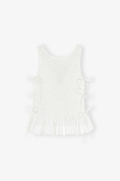 Ganni Poplin smocked tie top