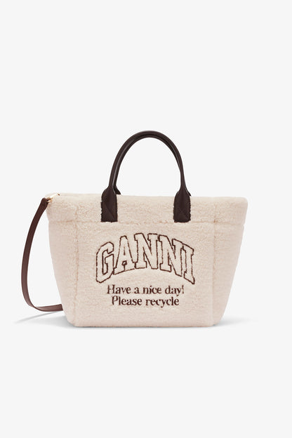 Ganni Small easy shearling shopper