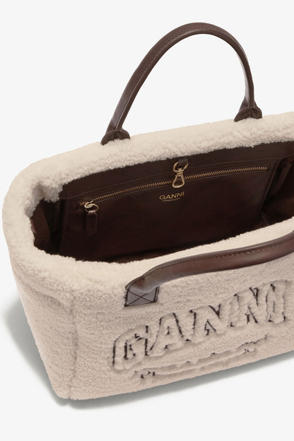 Ganni Small easy shearling shopper
