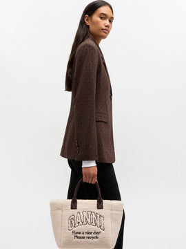 Ganni Small easy shearling shopper