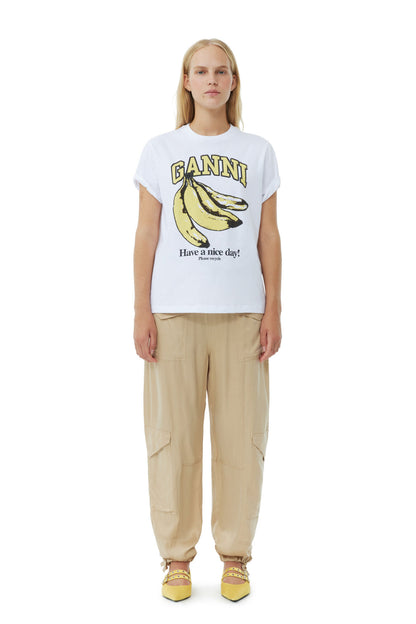 Ganni White relaxed banana t-shirt