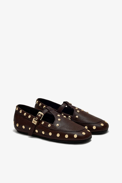 Ganni Mary jenny studs grained ballerina's