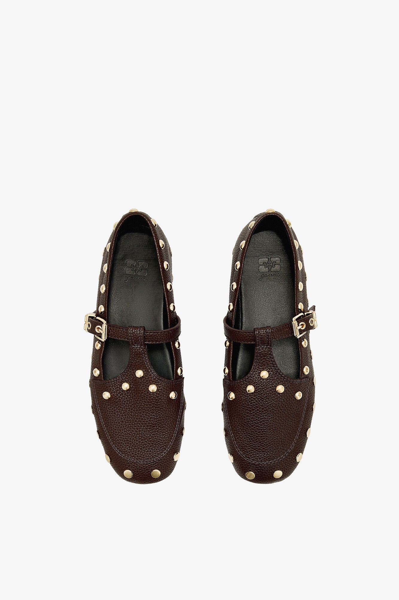 Ganni Mary jenny studs grained ballerina's