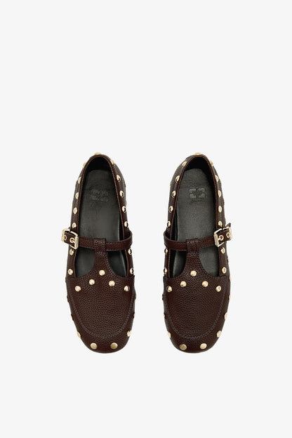 Ganni Mary jenny studs grained ballerina's