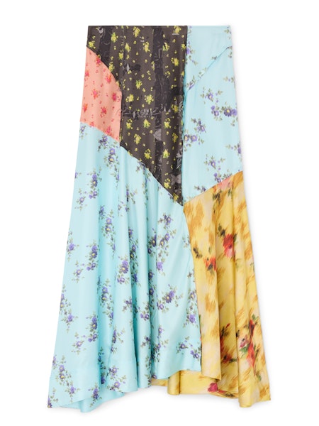 Ganni Multi printed silk twill fluid rok