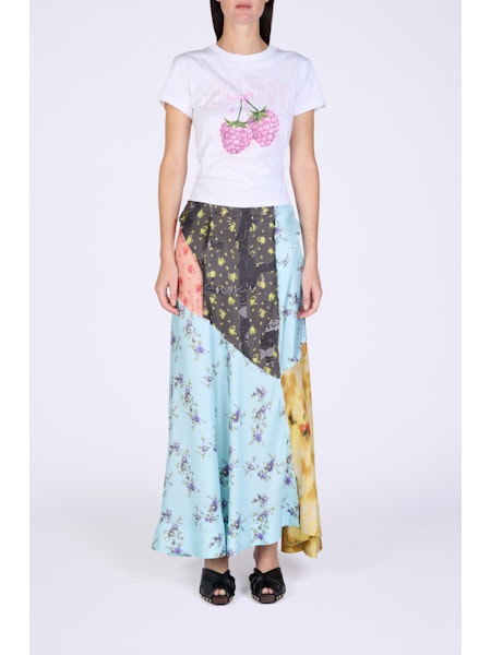 Ganni Multi printed silk twill fluid rok