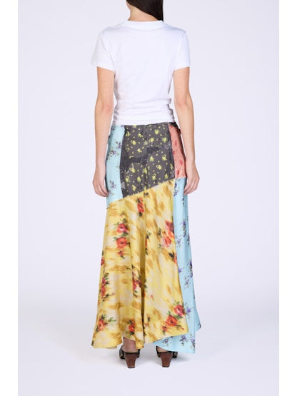 Ganni Multi printed silk twill fluid rok